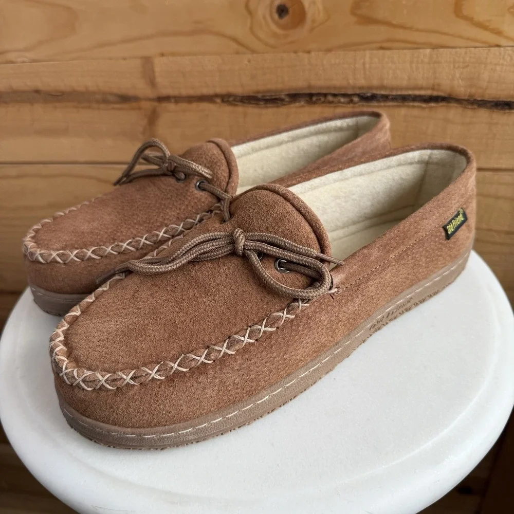 Old Friend Moc Toe Men's 10w Comfort‎ Slipper Durable Rubber Sole Cozy Loafer